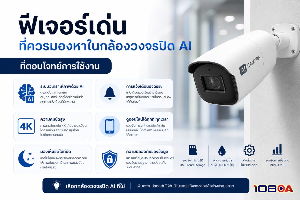 ฟีเจอร์เด่นที่ควรมองหาในกล้องวงจรปิด AI ที่ตอบโจทย์การใช้งาน