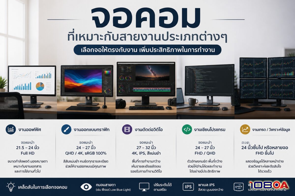 จอคอม ที่เหมาะกับสายงานประเภทต่างๆ