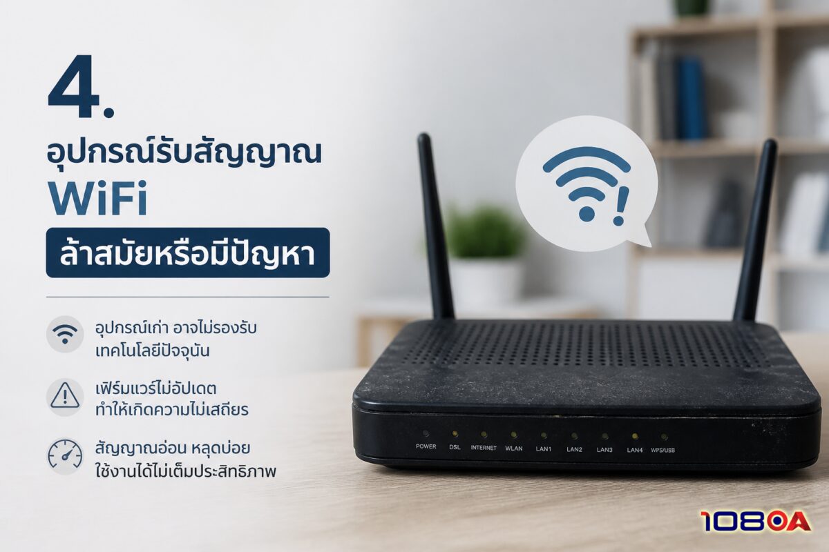 4. อุปกรณ์รับสัญญาณ WiFi ล้าสมัยหรือมีปัญหา