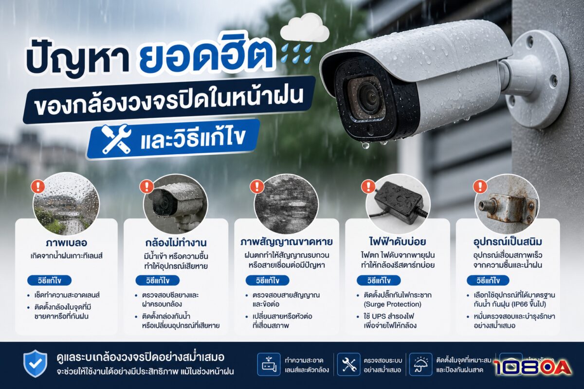 ปัญหายอดฮิตของกล้องวงจรปิดในหน้าฝน และวิธีแก้ไข