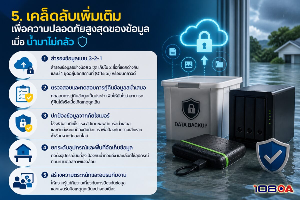 5. เคล็ดลับเพิ่มเติมเพื่อความปลอดภัยสูงสุดของข้อมูลเมื่อ น้ำมาไม่กลัว